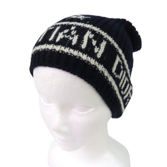 Christian Dior 31 Noe714 Ixgh Wool Cashmere Logo Beanie Knit Cap Navy White main image 7